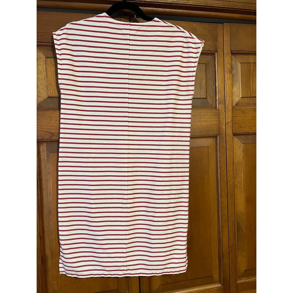 Madewell Women's Vacances Striped Sleeveless Shift Dress Red Cream V-Neck SZ XS - Picture 7 of 8